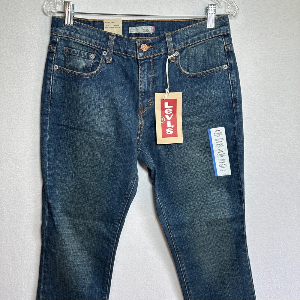 Levi's 505 Straight Leg Jeans Women's 6 Short Blue Denim Mid Rise Stretch New